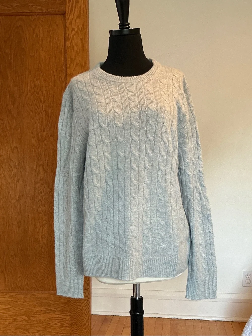 J. Crew Light Gray Cable Knit Crewneck Sweater - Men's